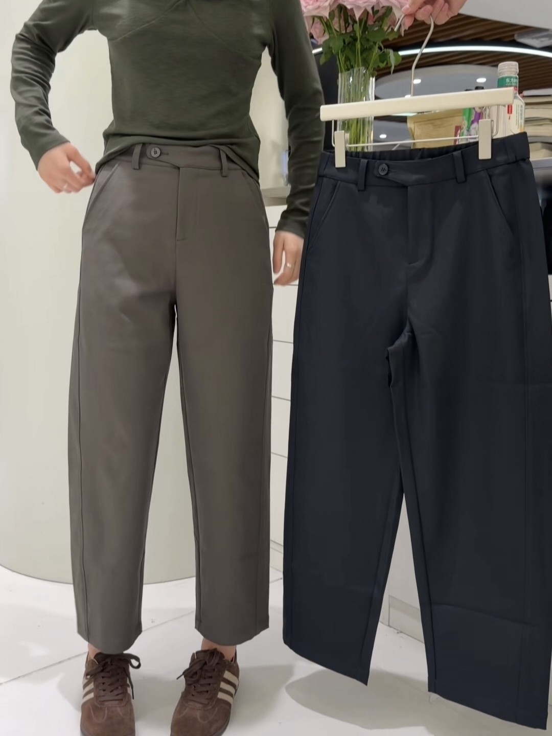 探束2026年秋季时尚新品高腰宽松显瘦休闲抗皱直筒阔腿裤九分裤女