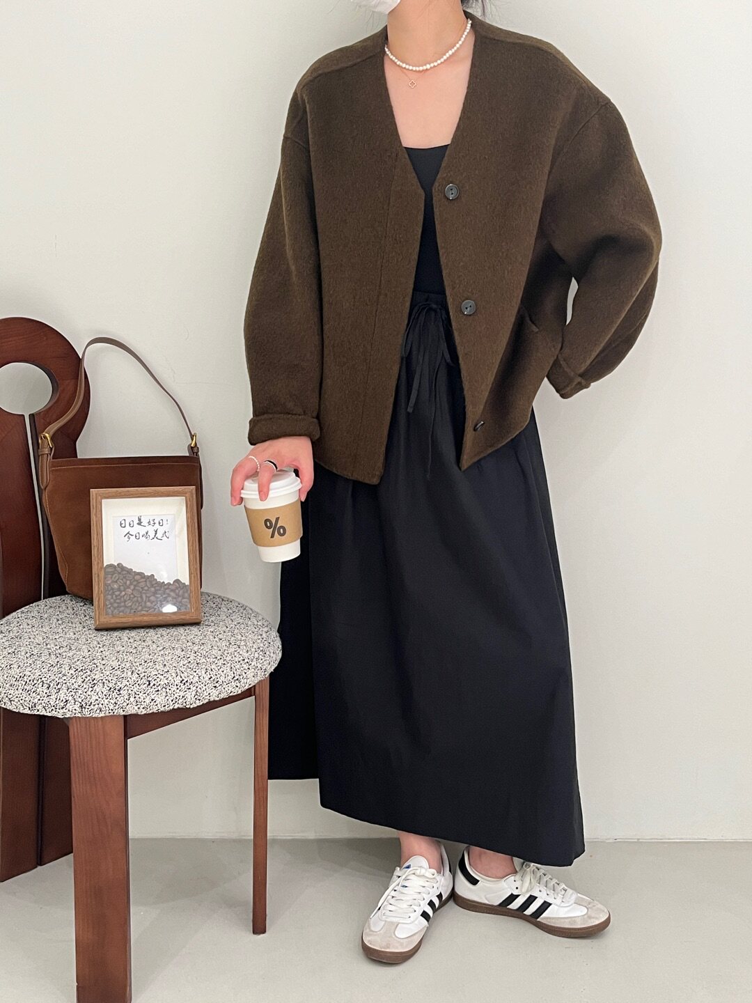 双面羊毛大衣女短款2026年秋冬新款韩版高端V领气质宽松毛呢外套