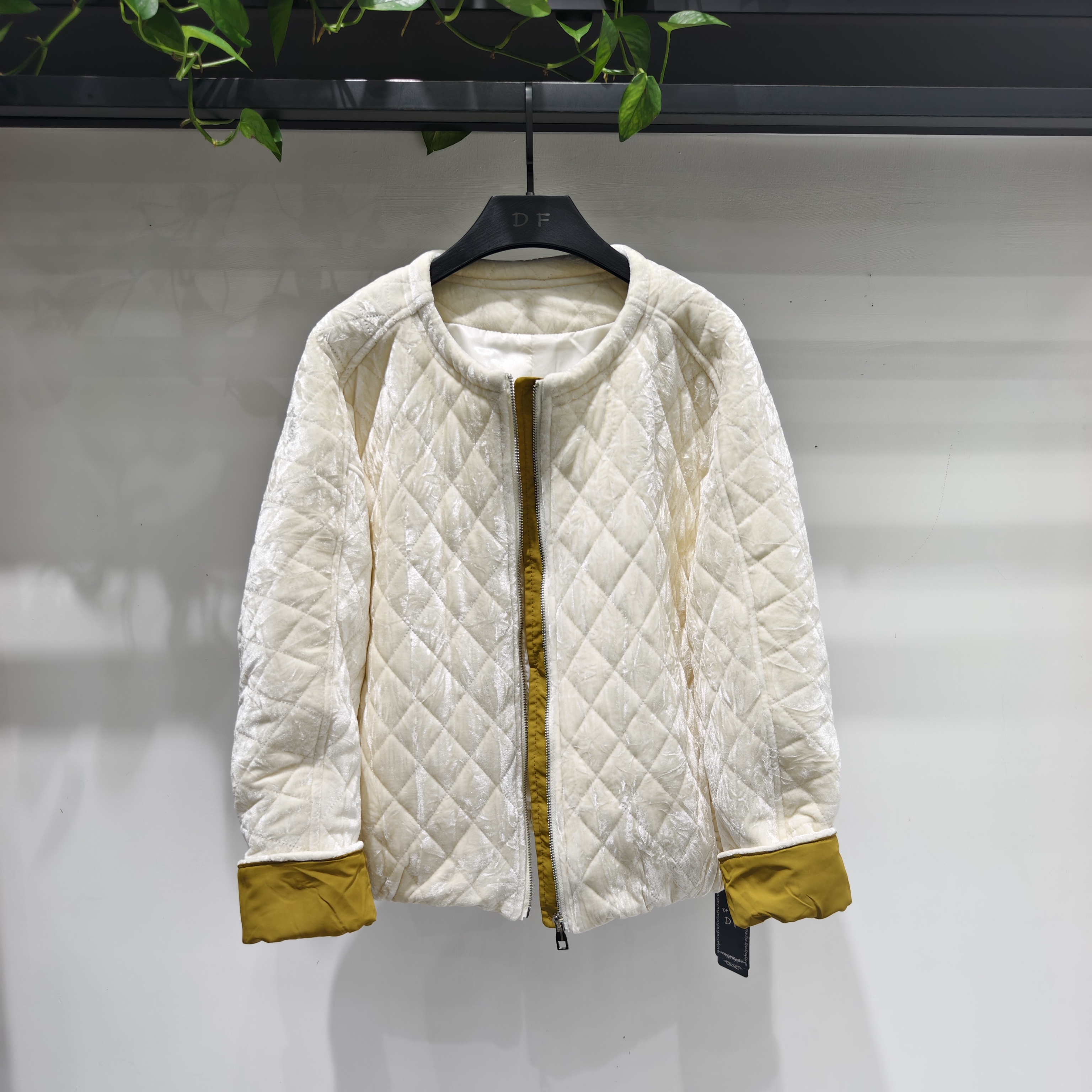 韩版时尚圆领短款丝绒短款小棉服