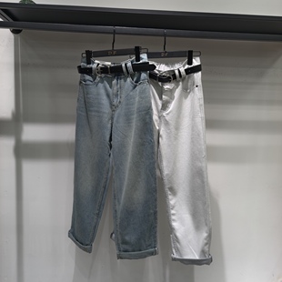 2025春秋新款牛仔裤女高腰时尚显瘦小个子宽松窄版直筒阔腿九分