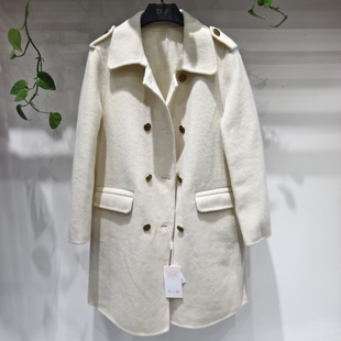 米色英伦风双面羊绒大衣女2025年冬季新款高端双排扣羊毛呢子外套