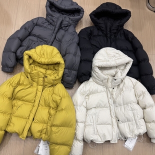 HR77正品加厚羽绒服女士新款连帽超好看面包服白色小个子短款外套