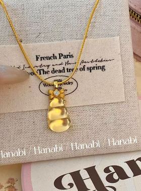 ＜花火商店＞至上系列 - 小福豆水沫玉吊坠925银镀金项链