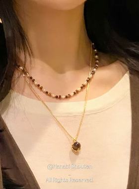 ＜花火商店＞贵女法则 - 轻奢摩登感镀金两件套项链