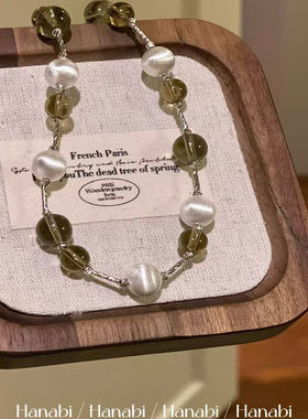 ＜花火商店＞冰透茶系 - 冷淡风茶色琉璃珠镀银抽拉手链