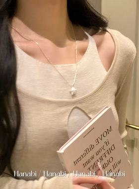 ＜花火商店＞拉丝星星 - 日常舒适!!高保色镀白金抽拉项链