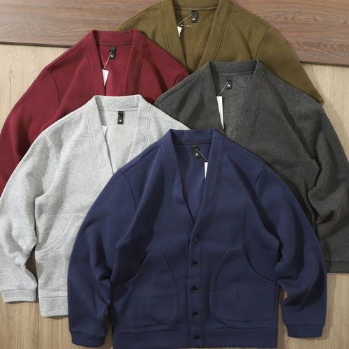 日系复古轻奢保暖针织V领夹克潮