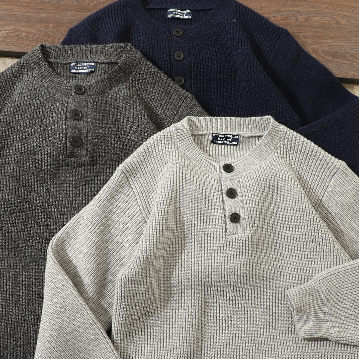 秋冬元宝针亨利领半开领针织衫潮