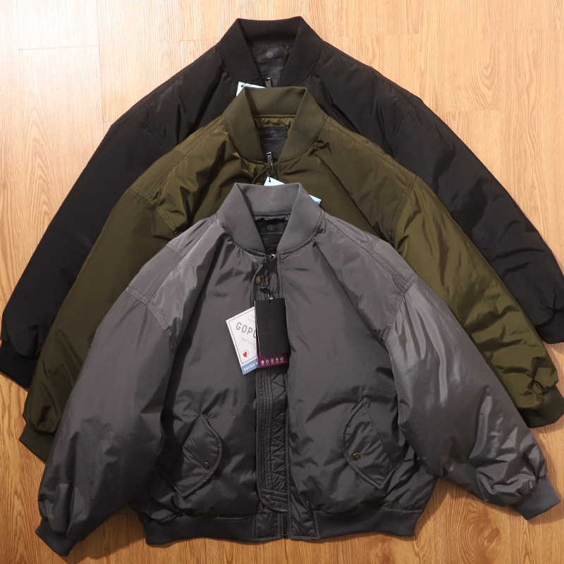 90白鸭绒棒球领防水羽绒服外套