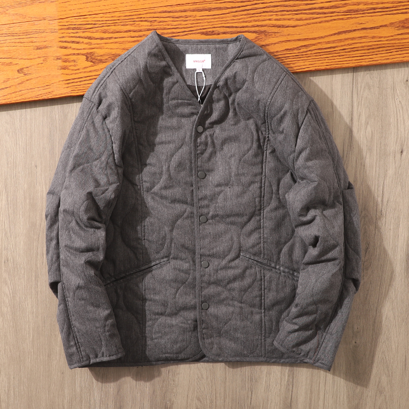 秋冬绗棉夹棉加厚保暖无领棉衣