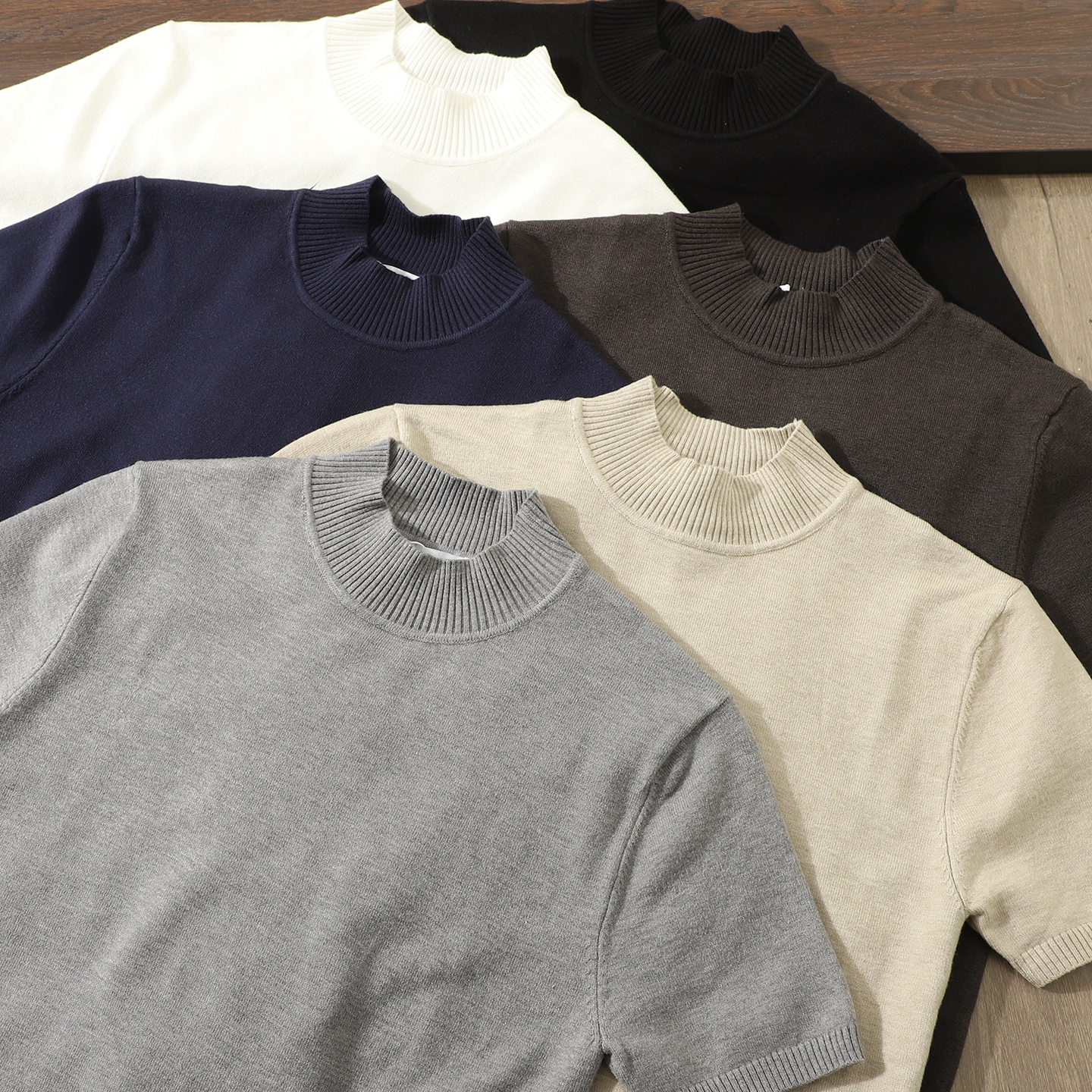 高质感小领口内搭短袖打底针织衫