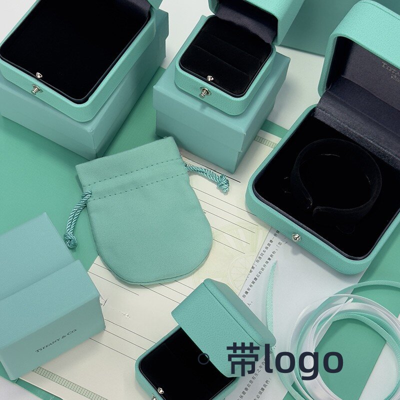 新款T蓝盒六爪钻戒首饰盒子蒂凡尼项链手镯耳饰双t堤芙戒指包装盒