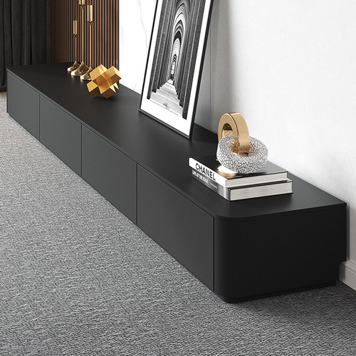 新款客厅黑色实木电视柜组合