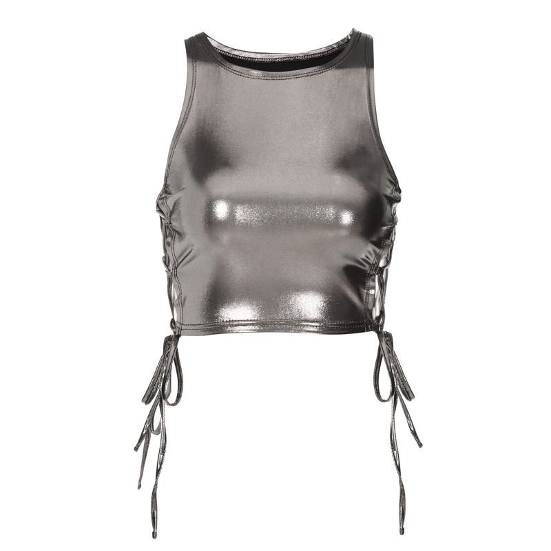 Slim sleeveless bra top for women侧边系带修身无袖抹胸上衣女