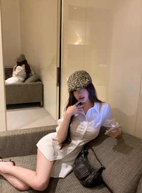 MR 现货 纯欲风御姐Polo领衬衫连衣裙女装夏季性感收腰A字裙短裙