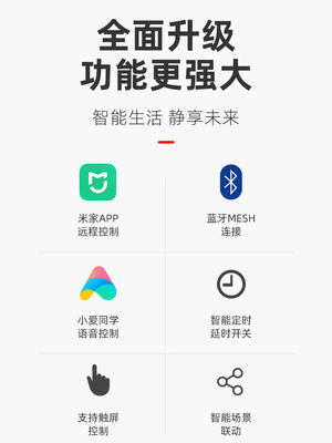 已接入米家智能开关控制面板墙壁双控小爱同学语音灯遥控无线四开
