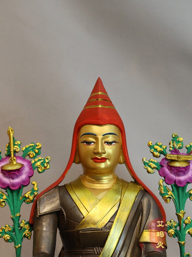 龙钦巴尊者10寸古铜佛像摆件藏传密宗雕塑无垢光尊者宁玛派祖师像