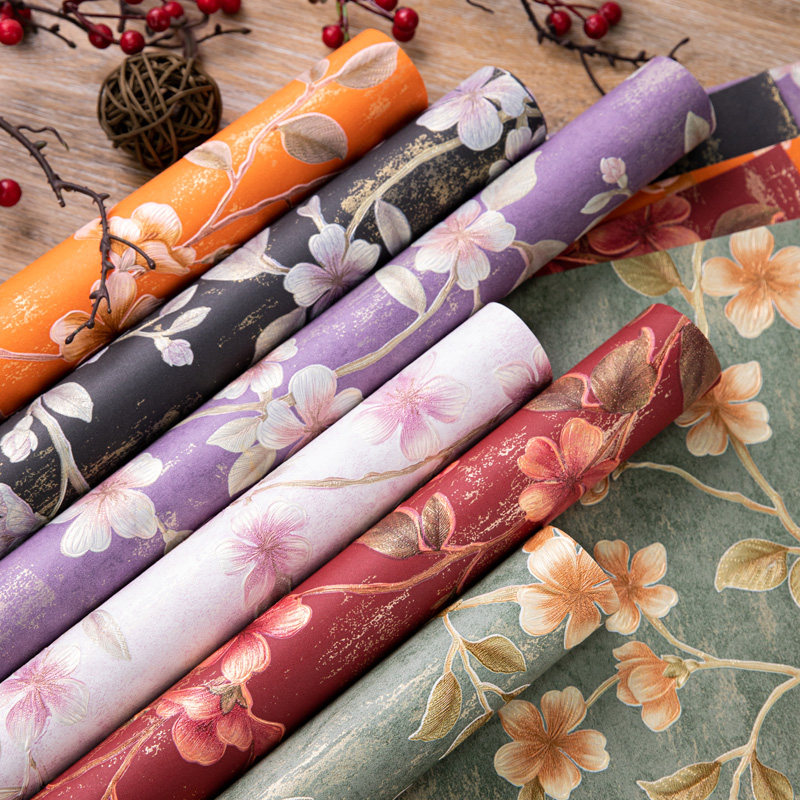 礼品包装纸多彩鲜花烫金浮雕纸特种艺术纸节日礼物纸礼盒包装纸大尺寸