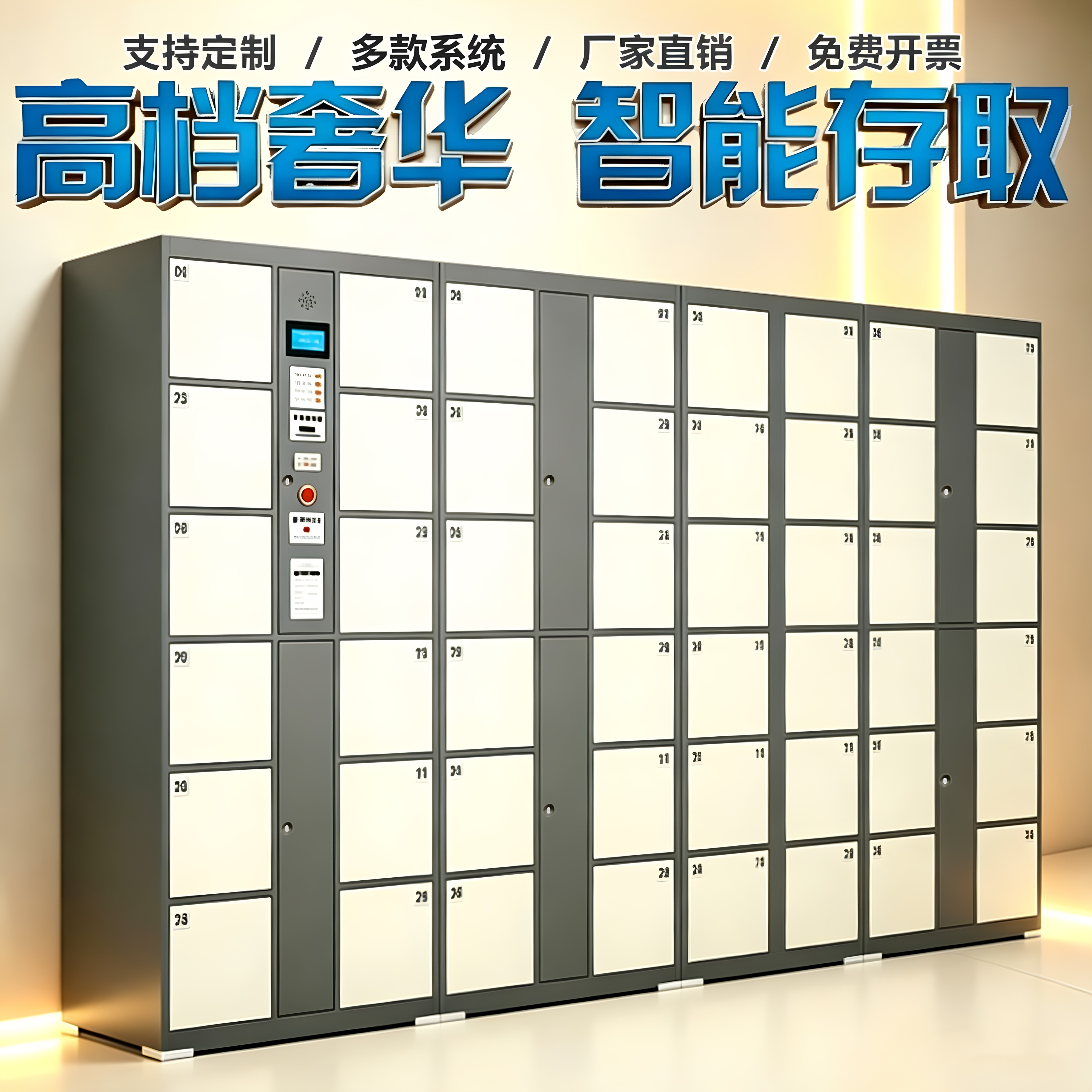 超市电子存包柜商场智能微信储物柜指纹条码人脸识别手机柜寄存柜