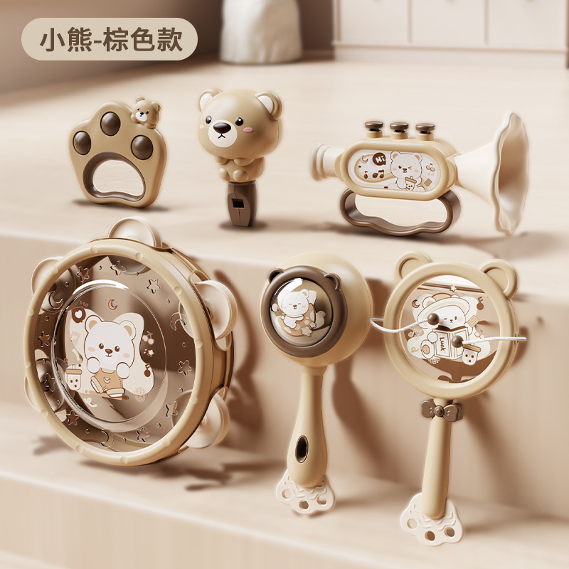 儿童益智早教启蒙玩具手拍鼓打击乐器宝宝铃鼓可咬婴幼儿0-3岁