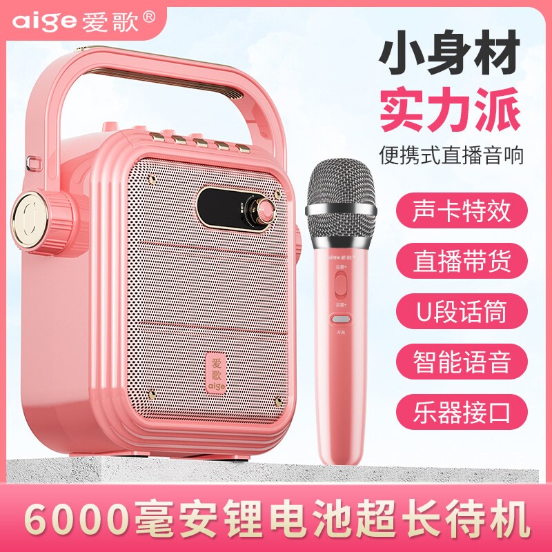 爱歌TX02网红户外k歌音箱声卡直智能蓝牙便携式广场舞音响播唱歌