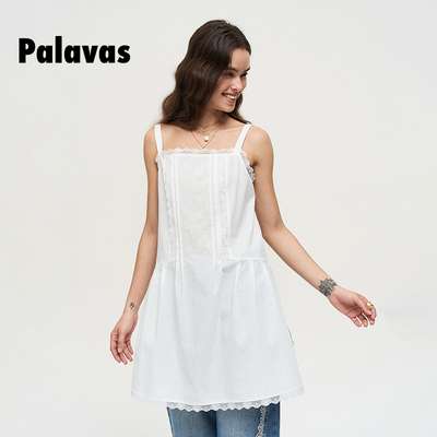 palavas蕾丝拼接吊带上衣新品