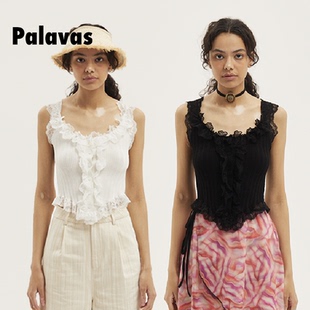 芭蕾风背心蕾丝胸衣绝美吊带上衣原创 palavas刘亦菲田曦薇同款