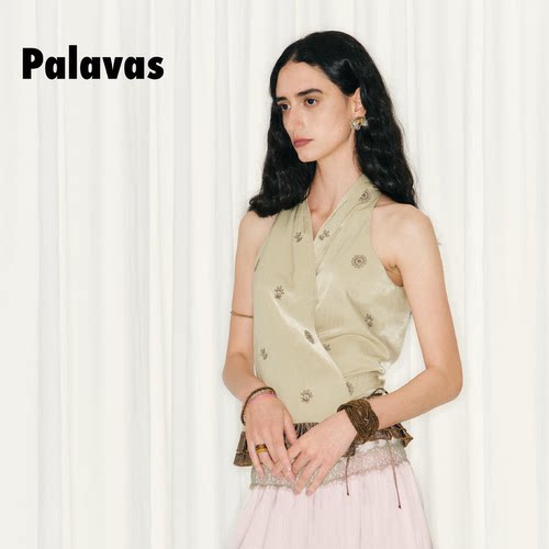 PALAVAS春夏V领纱丽游迹上衣