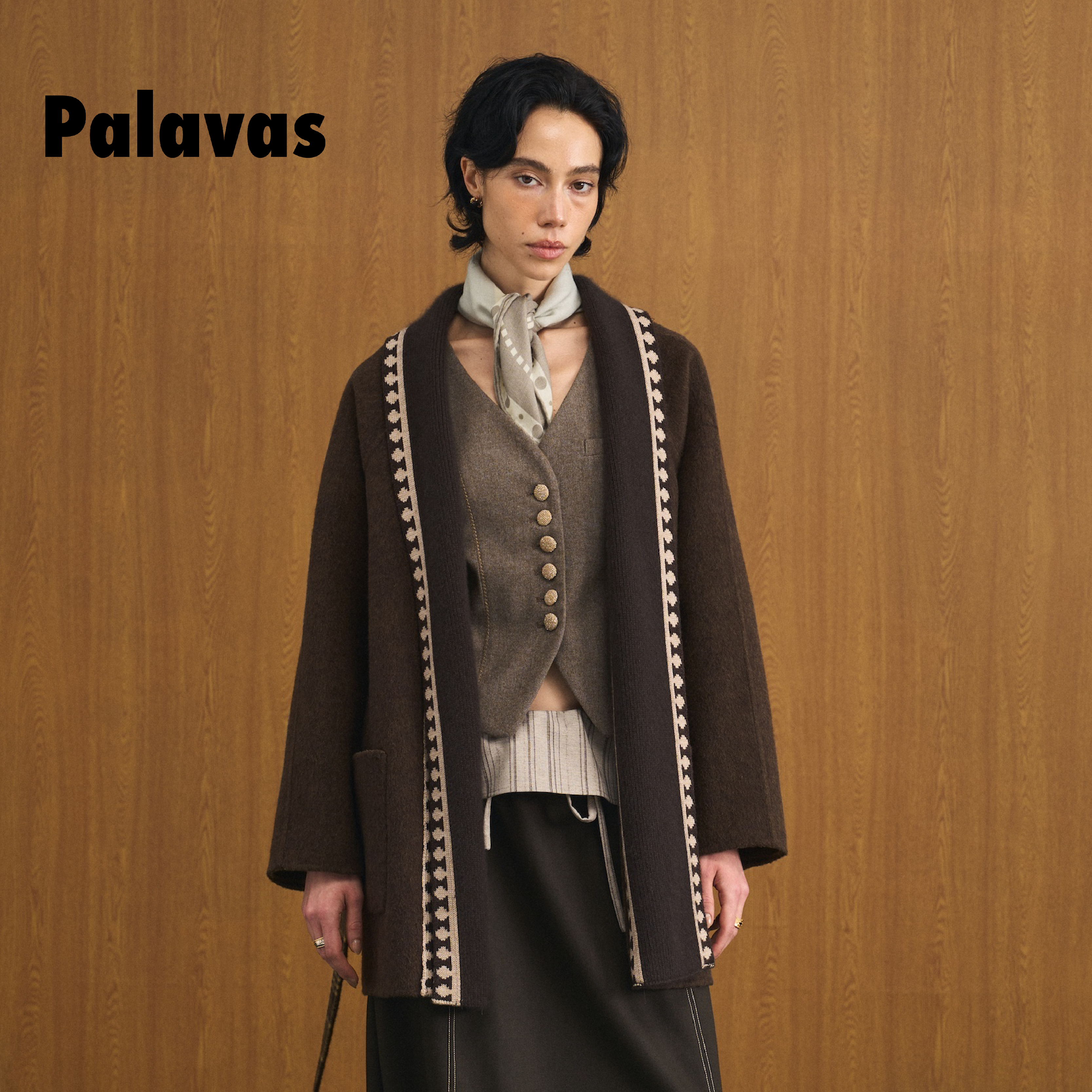 PALAVAS舷窗夜幕羊毛大衣外套