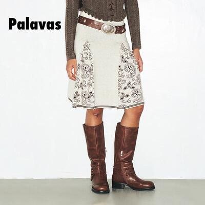 palavas针织法式设计感A字半裙