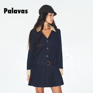 palavas25春夏新品 学院钟声百褶连衣裙高级感气质裙 欧阳娣娣同款
