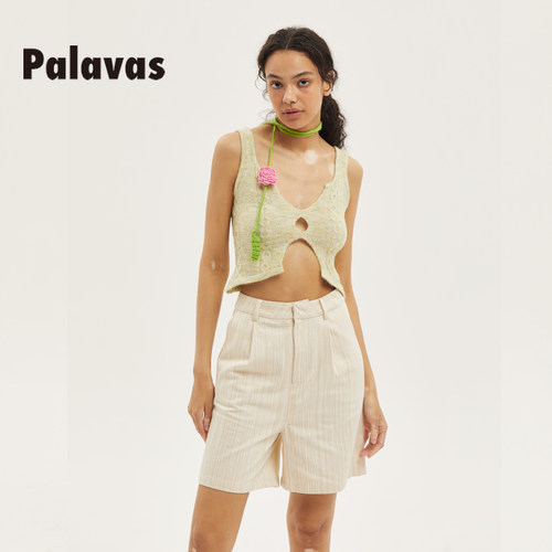 Palavas镂空针织吊带背心甜美