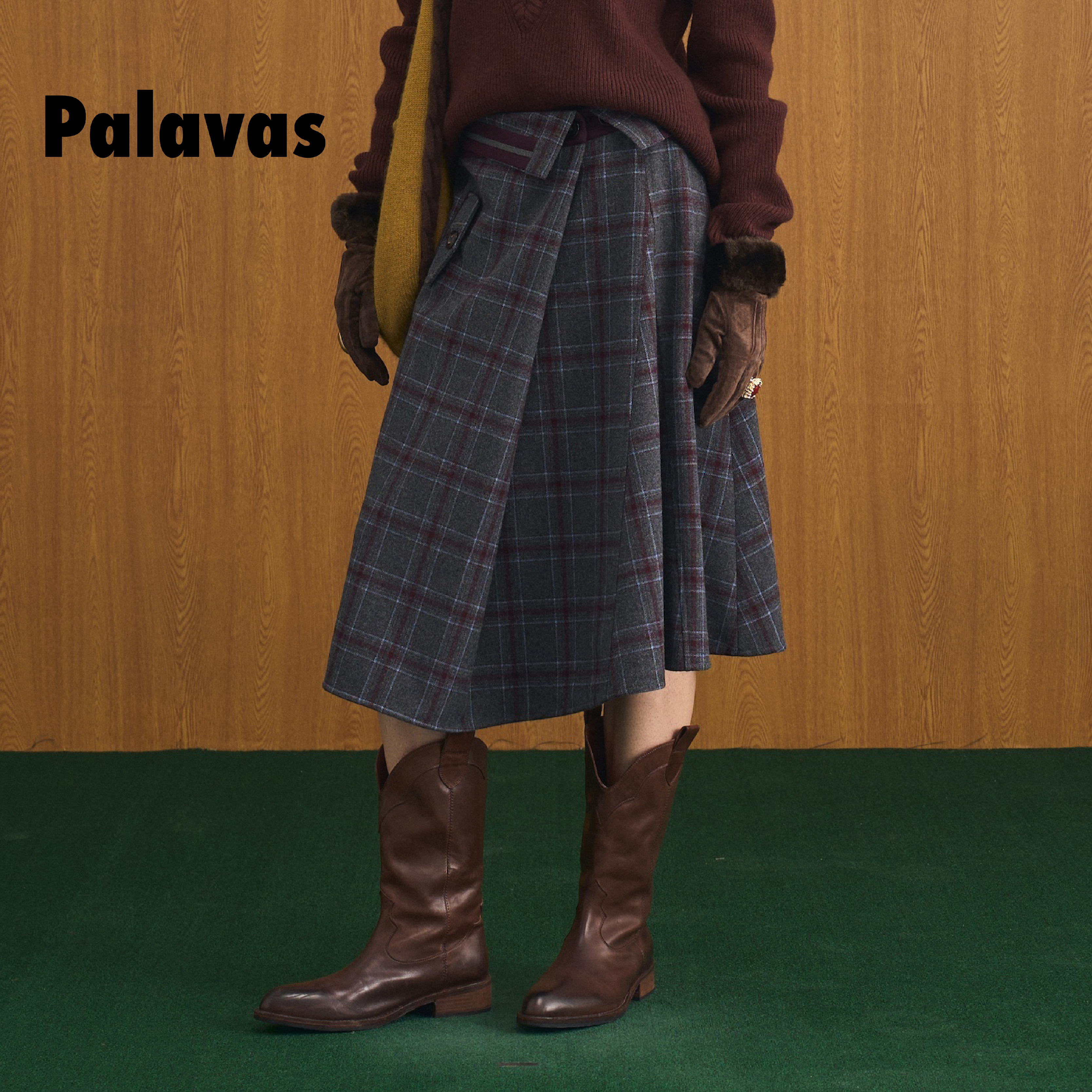 新品PALAVAS董璇同款格纹变奏半裙复古格纹半身裙格雷灰女原创,女装/女士精品,半身裙,淘宝优惠券,粉丝福利购,淘宝优惠卷