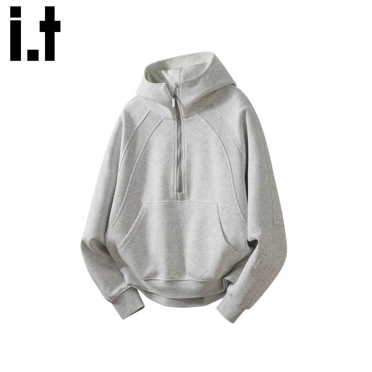 i.t izzue立体拼接卫衣连帽半拉链秋冬男款潮牌宽松clenfit卫衣