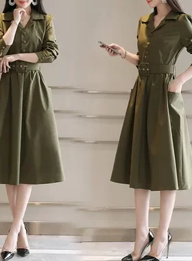秋装连衣裙裙子中长款长袖有的韩版时尚春秋季女人味新款女式2024
