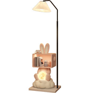 兔兔落地灯卡通卧室儿童房床头柜一体客厅沙发旁边置物架护眼台灯