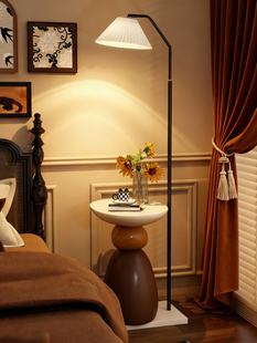 石头创意落地灯中古风床头柜一体卧室覆古床边置物架客厅沙发台灯