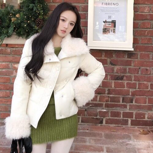 neurcz 初雪刊本 韩版显瘦羽绒服女冬季短款修身保暖白色外套