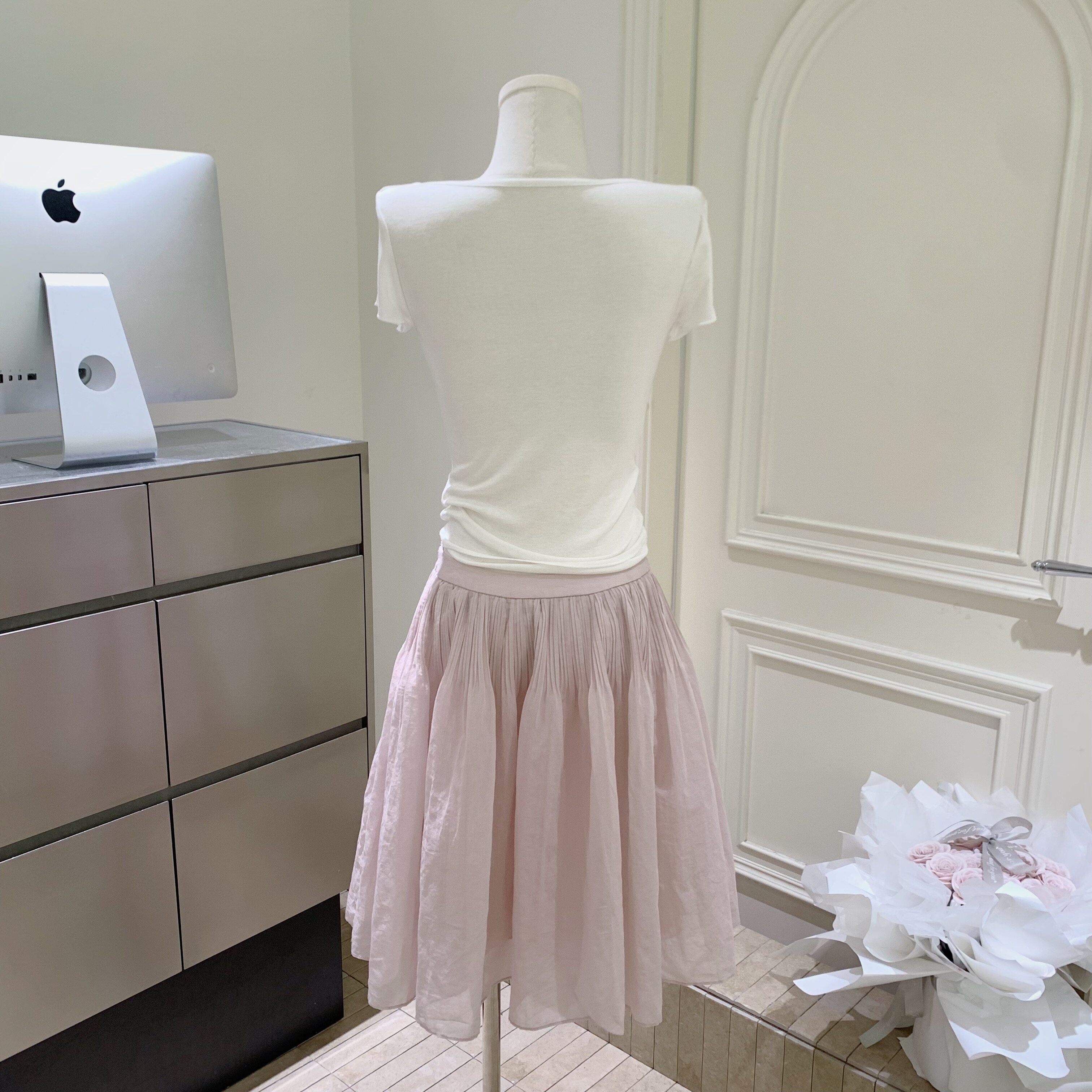 PUKI 经典重工芭蕾蓬蓬伞裙 工字褶薄纱简约半身裙