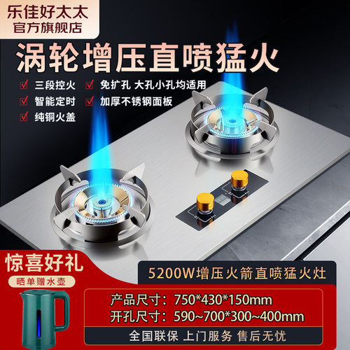 好太太家用猛火直喷定时燃气双灶