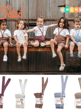 现货包邮！silly silas短裤举重裤宝宝背带裤 纯棉针织举重短裤