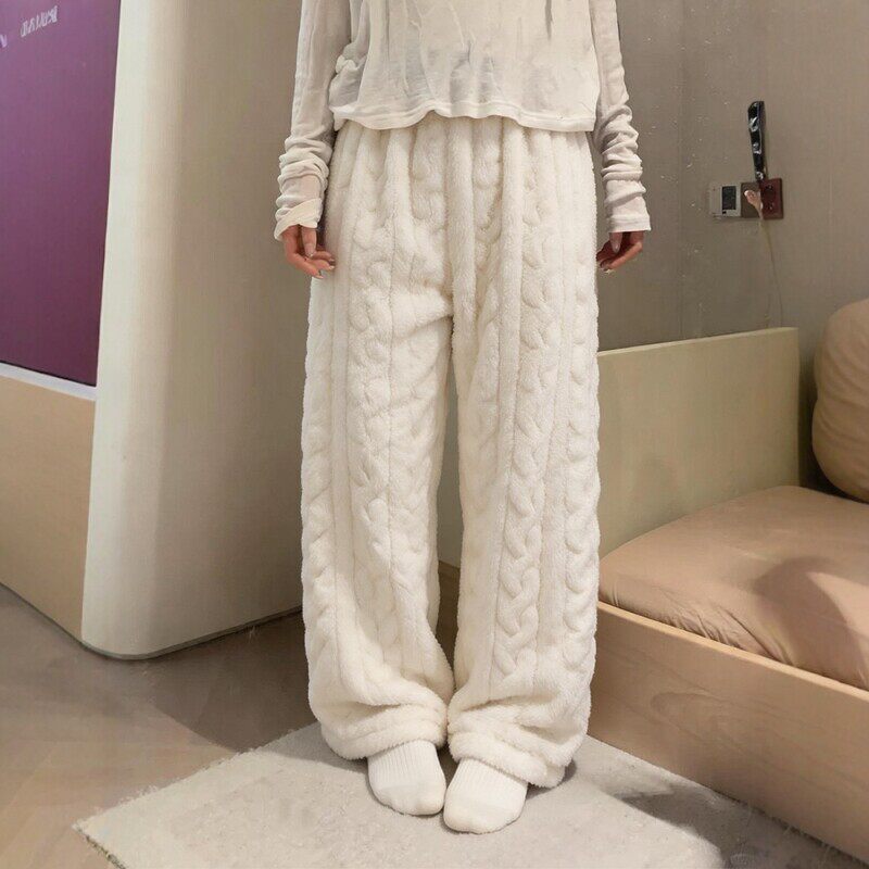 珊瑚绒睡裤女家居裤秋冬遛弯裤休闲裤可外穿长裤宽松直筒2026新款