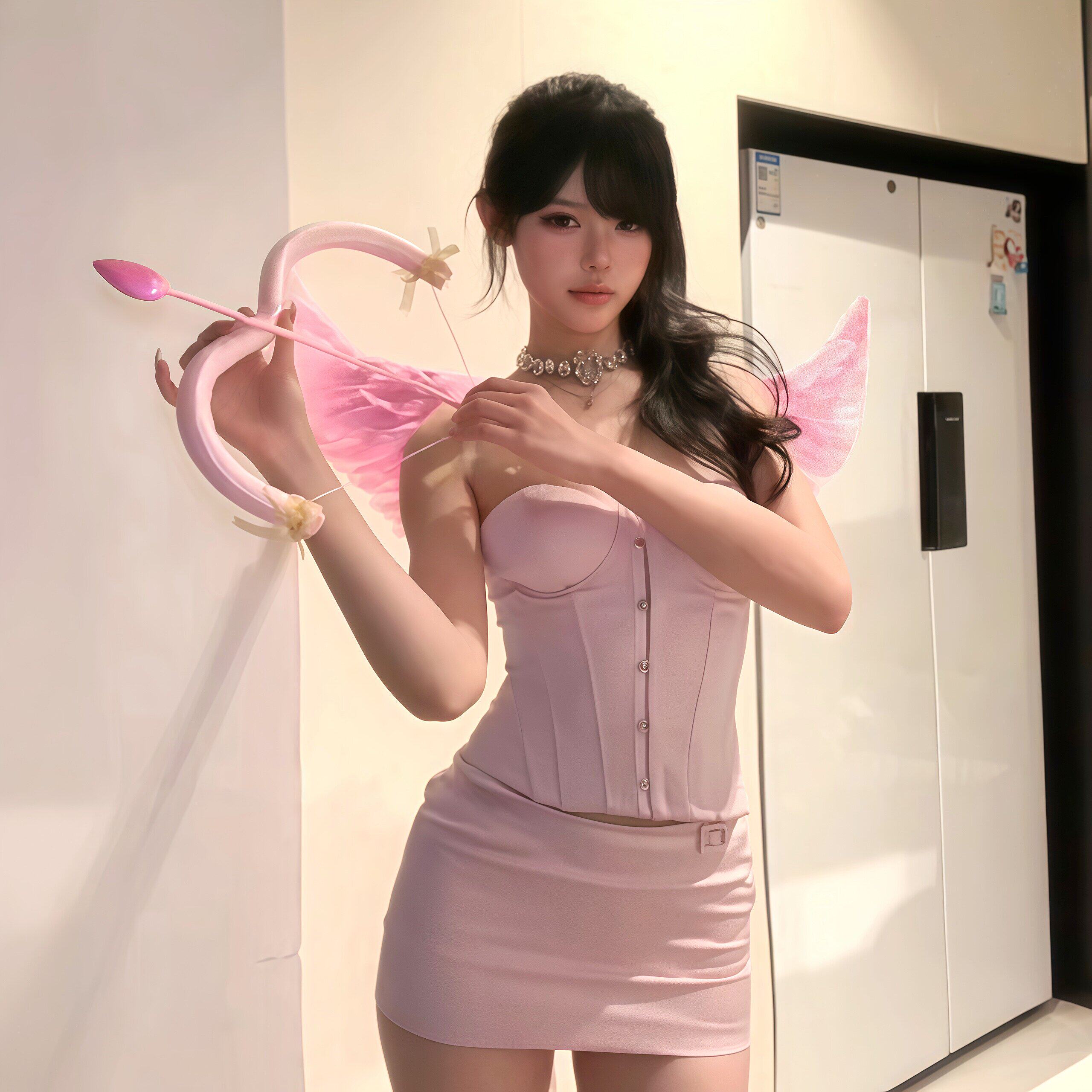 万圣节天使服装纯欲性感粉色丘比特抹胸套装角色扮演拍照出片装扮