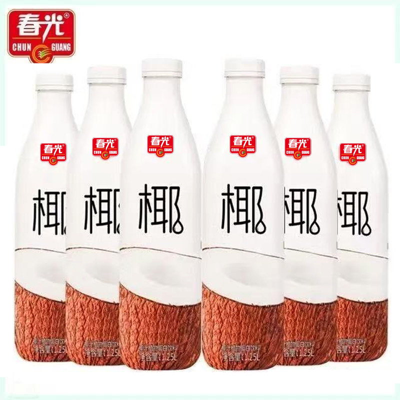 春光椰子汁原味椰汁椰奶饮品植物蛋白饮料1.25L大瓶席宴聚餐整箱