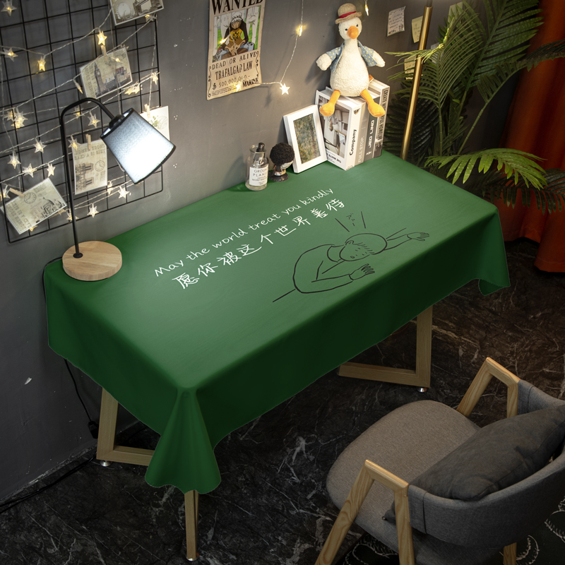 绿色护眼防水易洗卧室餐桌布台布