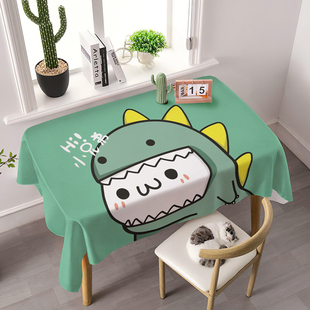 小恐龙可爱卡通防水易洗家用布防烫餐桌茶几布长方形家用台布桌垫