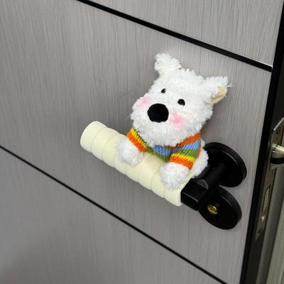 条纹彩虹毛衣西高地门把手装饰保护套防碰撞儿童房防静电玩偶挂件