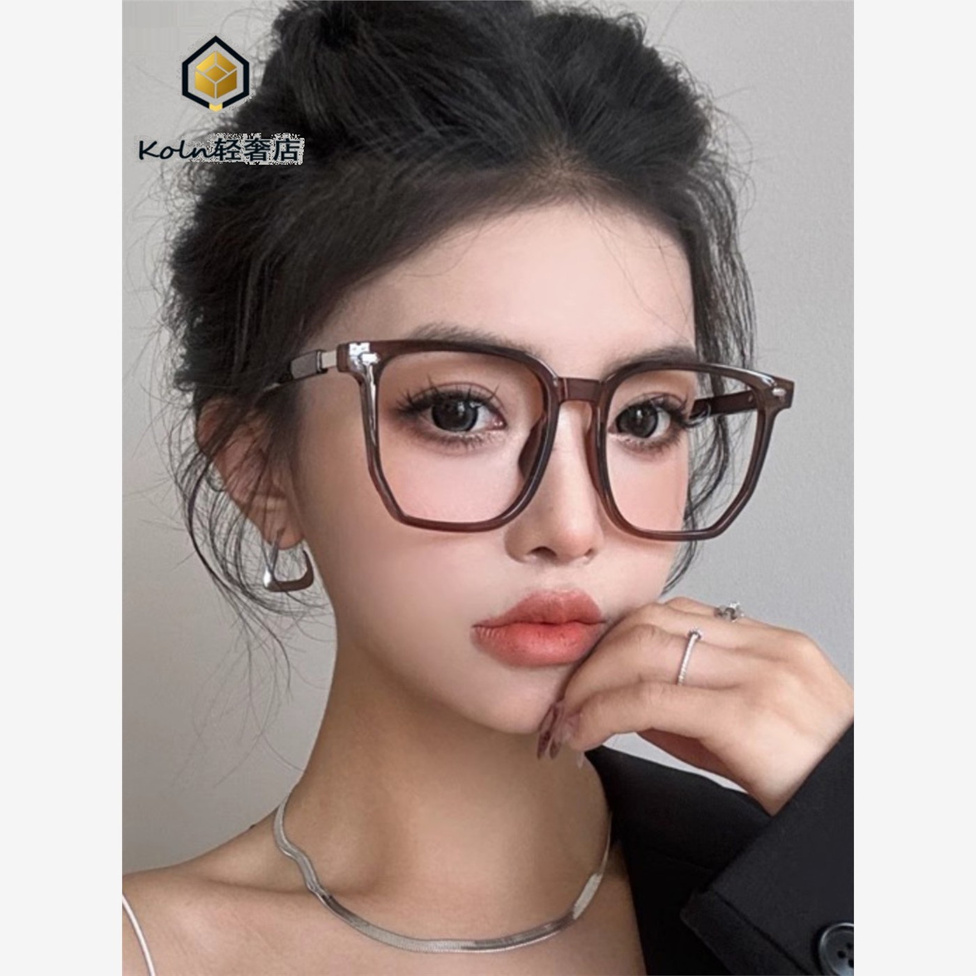 德国冷茶色大框眼镜女款