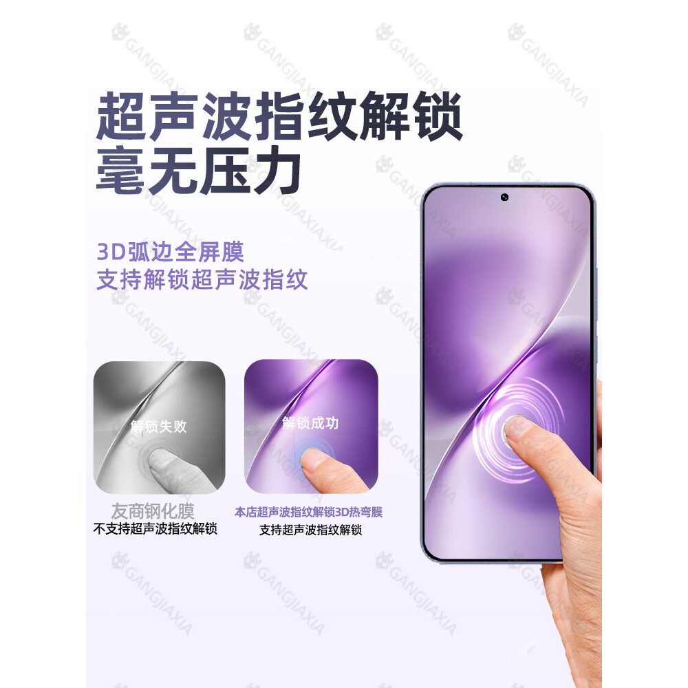 德国蓝猩[超声波秒解锁]适用vivox200s钢化膜x200s手机膜vivo全屏vivix200s全包防摔保护vovox200s高清防指纹