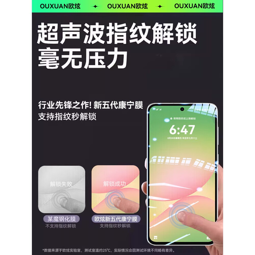 德国蓝猩【新五代康宁无纹玻璃】适用三星a56钢化膜a55手机膜a54保护膜a53新款a52超声波a51全覆盖a25/60/70s